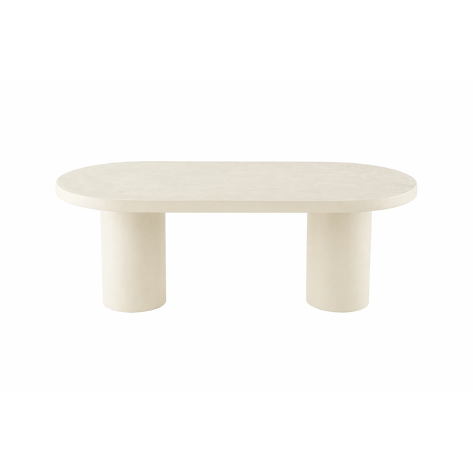 Eettafel Capsule Savannah Microcement Cilinderpoot 180 cm Wit Mahom