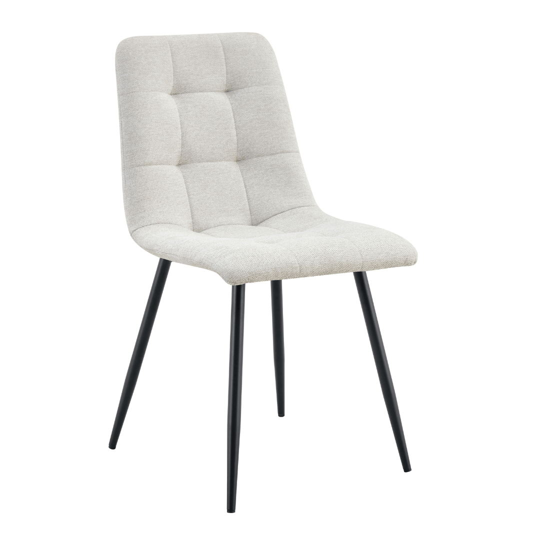 Beige eetkamerstoel met zwart onderstel