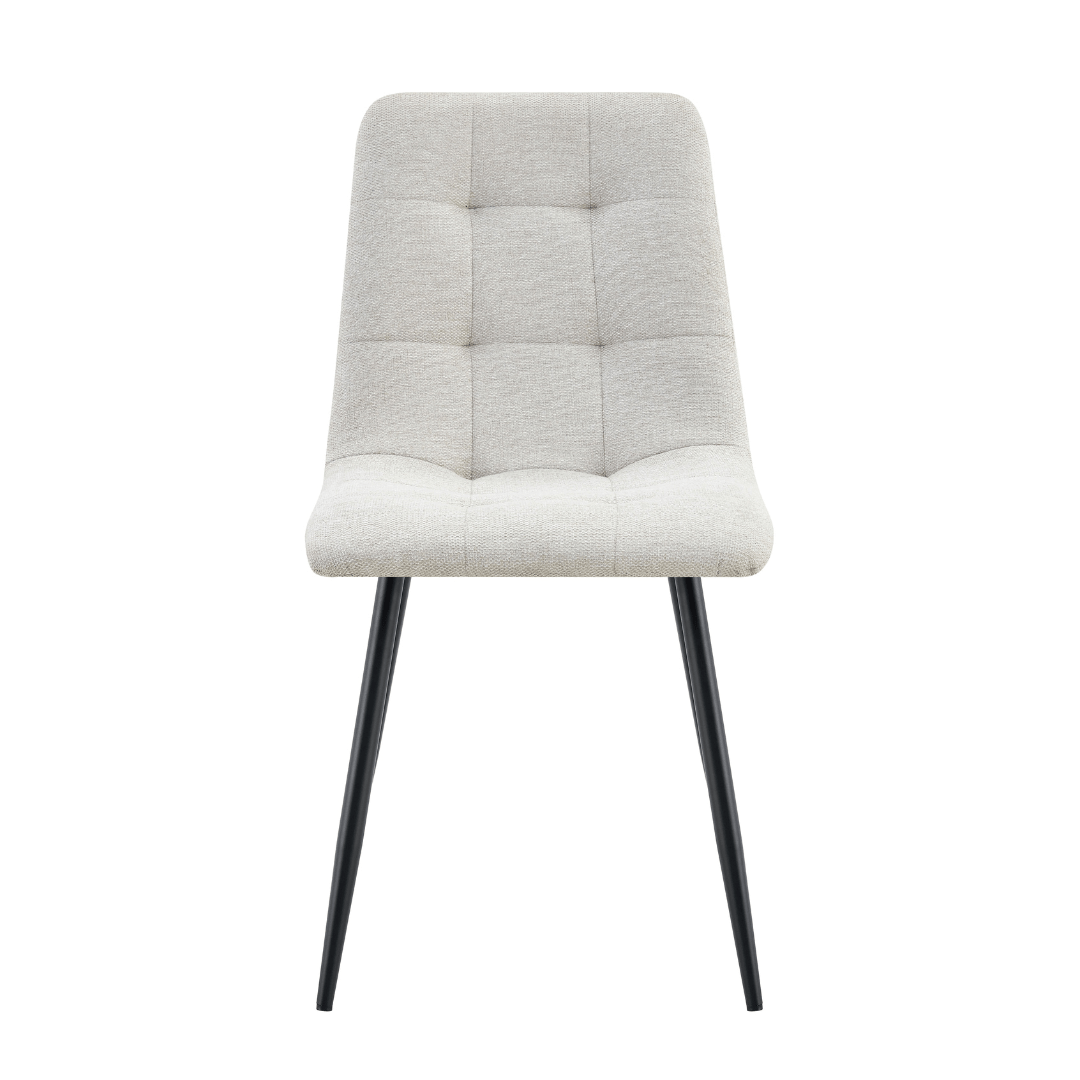 Beige eetkamerstoel met zwart onderstel
