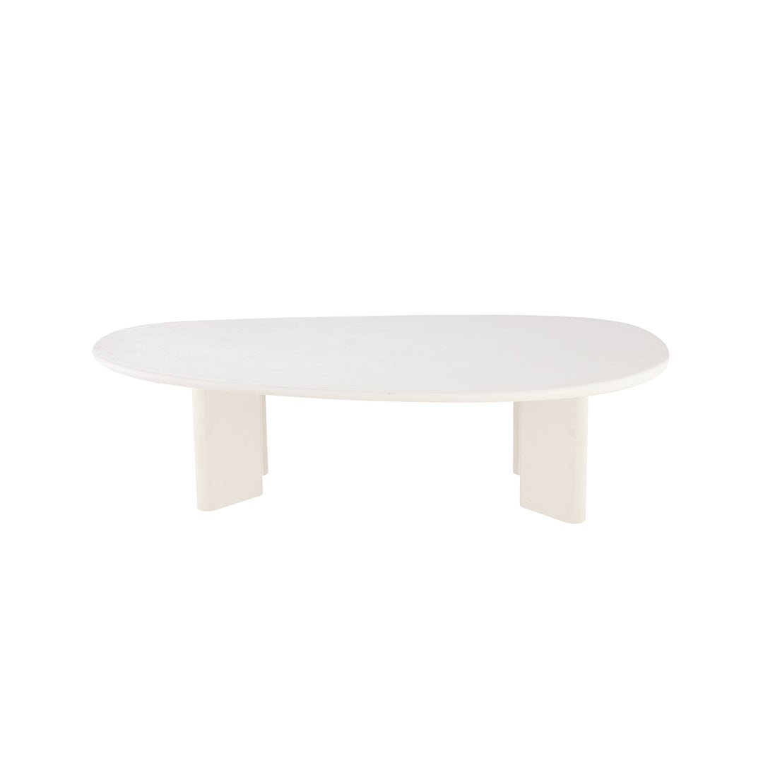 Mangohouten salontafel van microcement met 4 pootjes