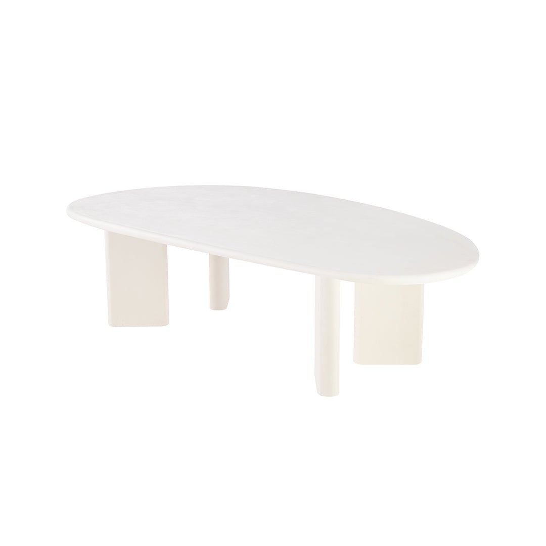 Mangohouten salontafel van microcement met 4 pootjes