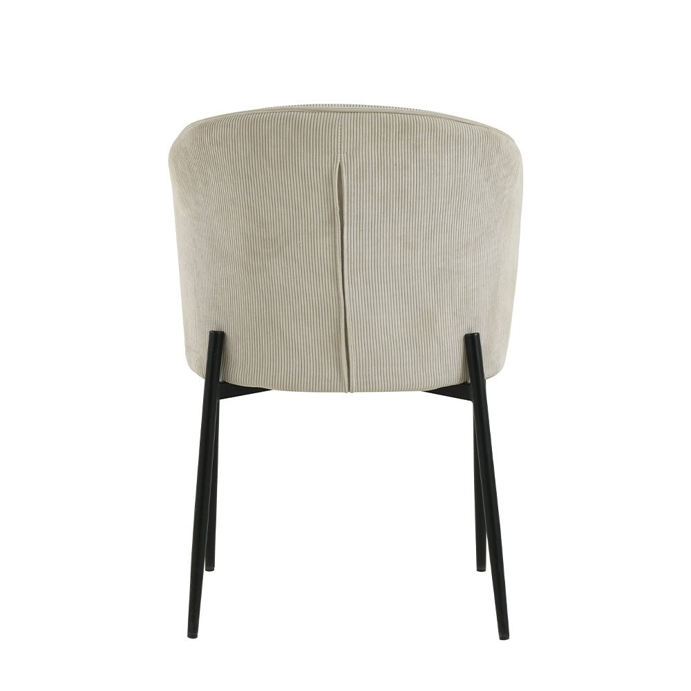 Eetkamerstoel beige met zwart onderstel 
