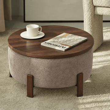 Salontafel Japandi Nobu Taupe met walnoot onderstel Mahom