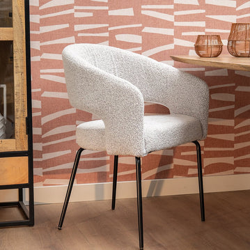 Eetkamerstoel Beige stof met zwart onderstel