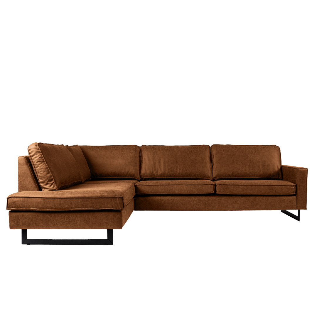 Cognac hoekbank 4 zits