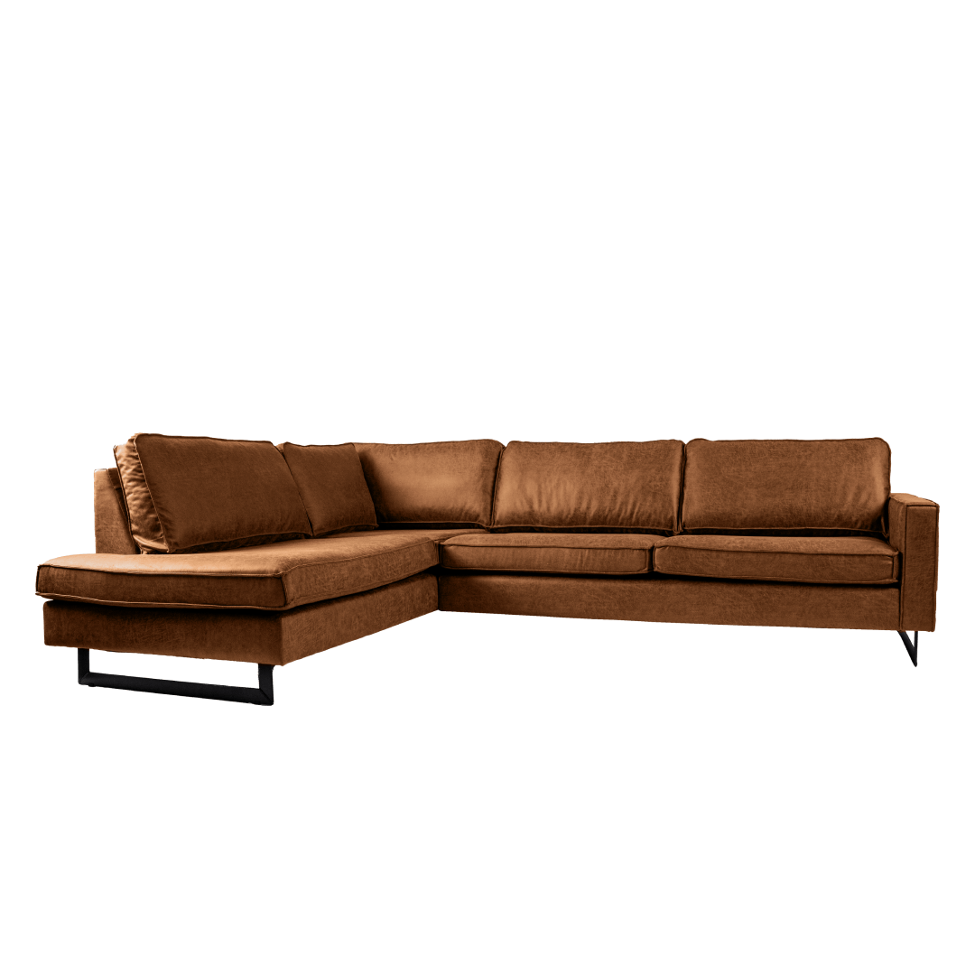 Cognac hoekbank 4 zits