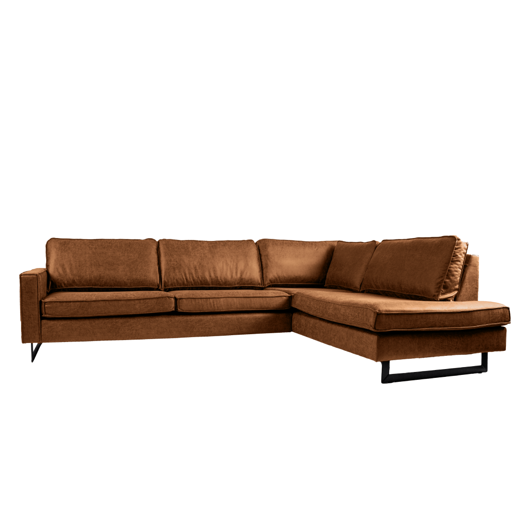 Cognac hoekbank 4 zits