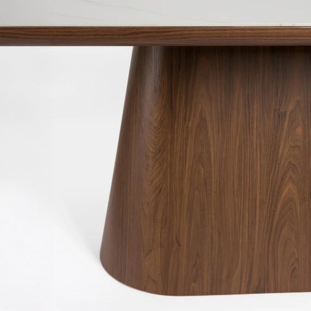 Eettafel donkerbruin marmer ovaal 90x200cm