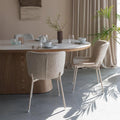 Eettafel lichtbruin marmer ovaal 200x90cm