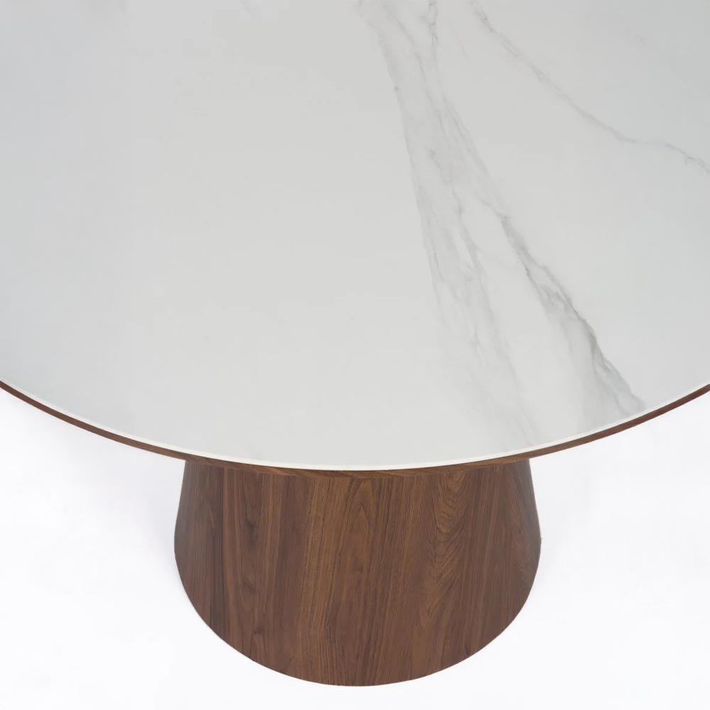 Eettafel donkerbruin marmer rond 115cm