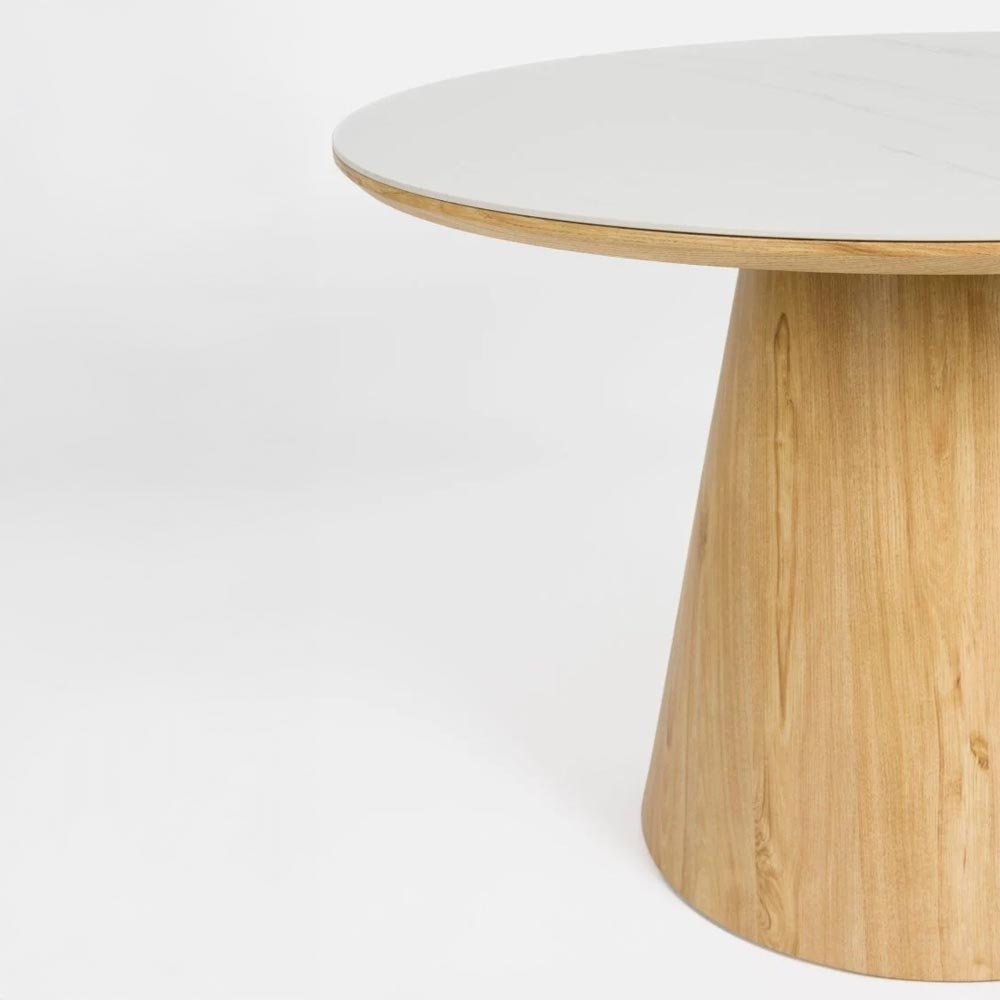 Eettafel lichtbruin marmer 115cm rond