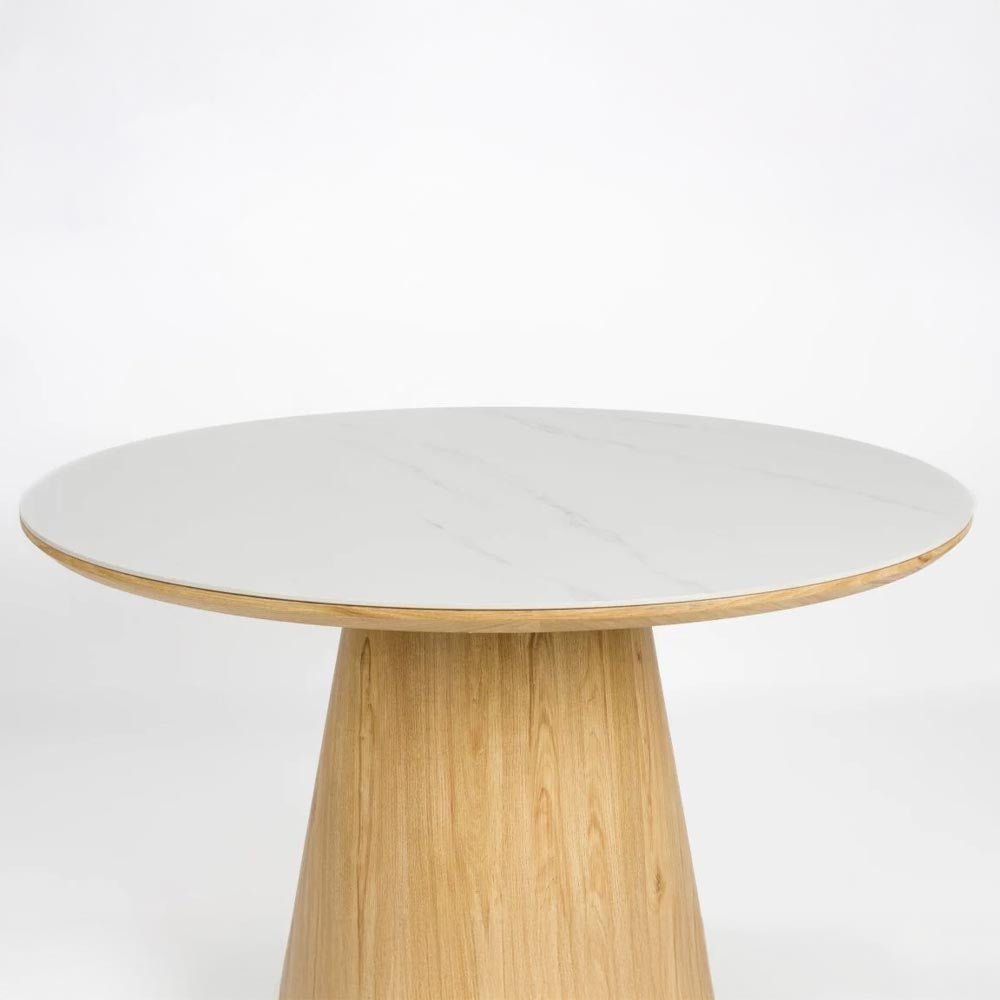 Eettafel lichtbruin marmer 115cm rond