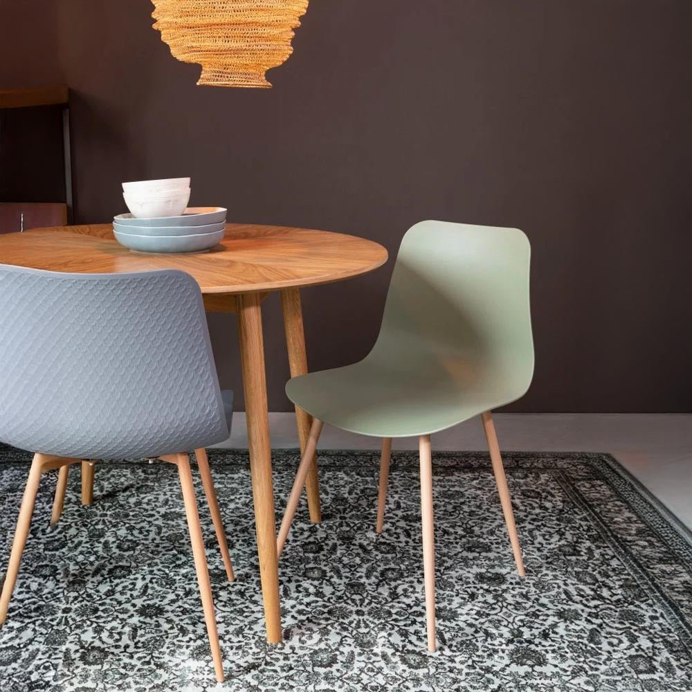 Eetkamerstoel grijs met houten onderstel