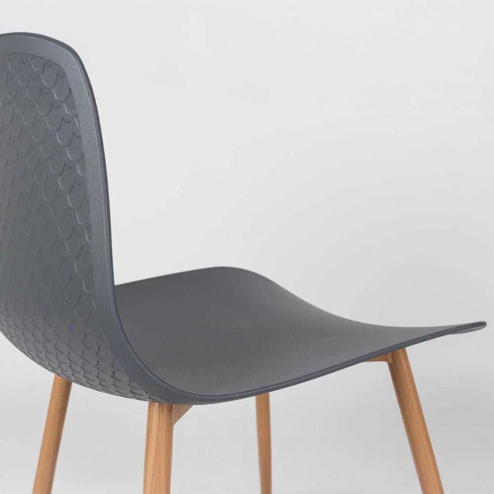 Eetkamerstoel grijs met houten onderstel