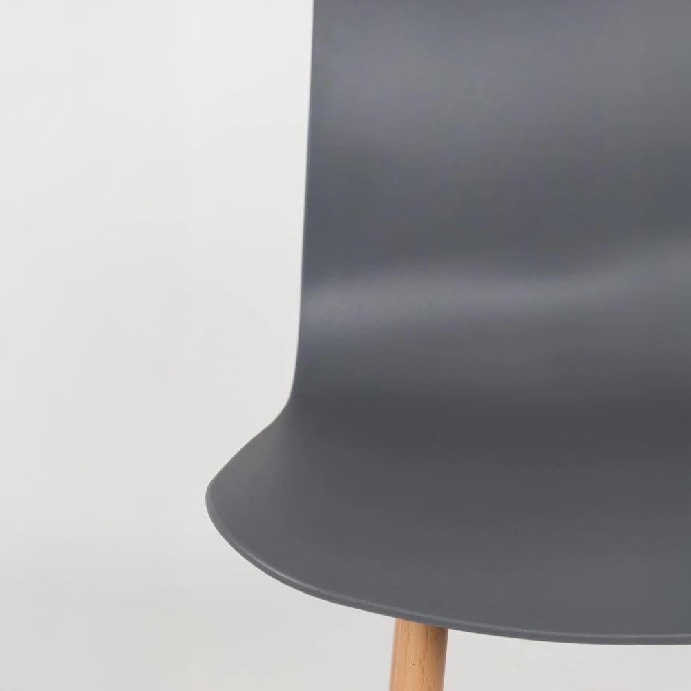 Eetkamerstoel grijs met houten onderstel