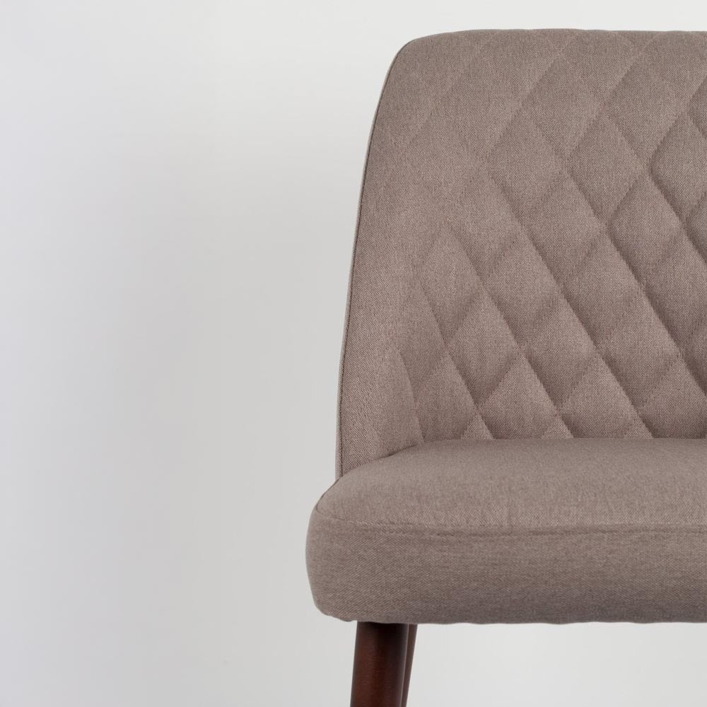 Eetkamerstoel beige met houten onderstel