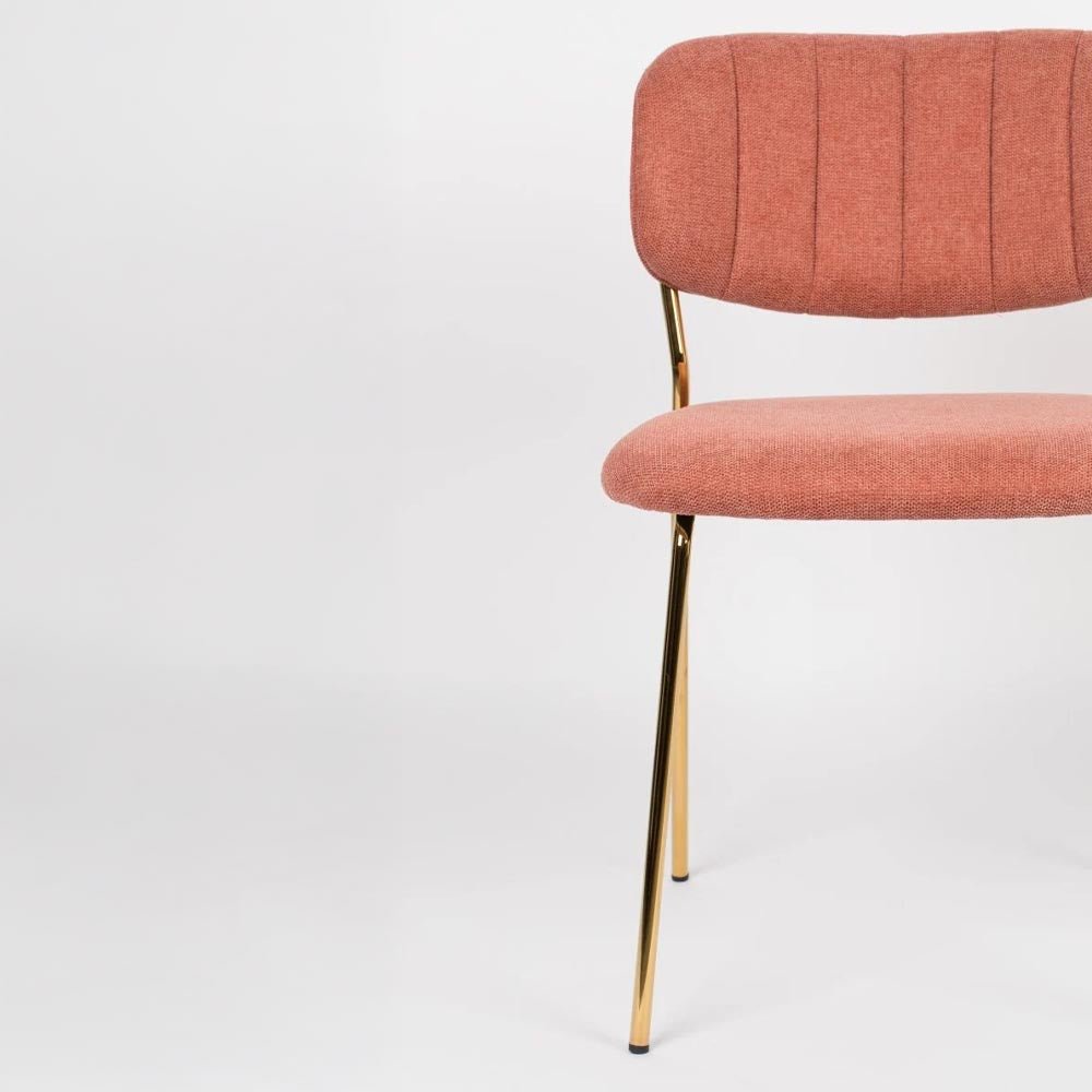 Eetkamerstoel roze met gouden onderstel