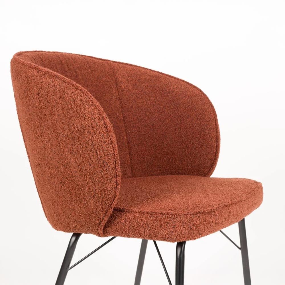 Eetkamerstoel terracotta oranje met zwart onderstel