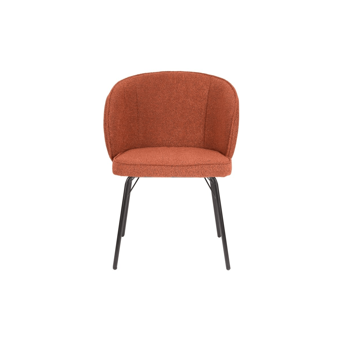 Eetkamerstoel terracotta oranje met zwart onderstel