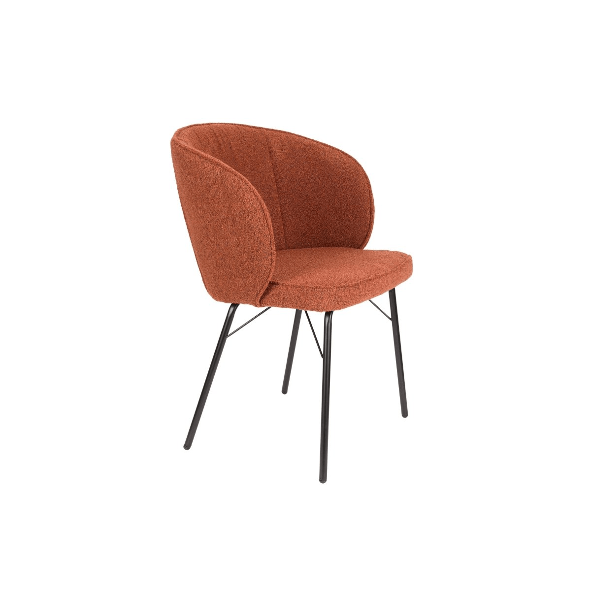 Eetkamerstoel terracotta oranje met zwart onderstel