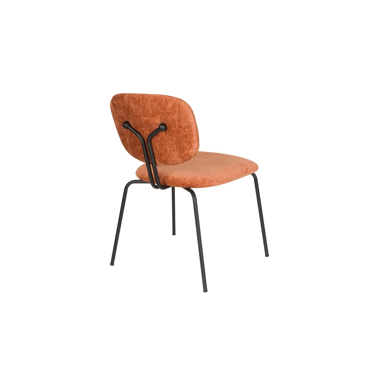 Eetkamerstoel terra oranje met zwart onderstel