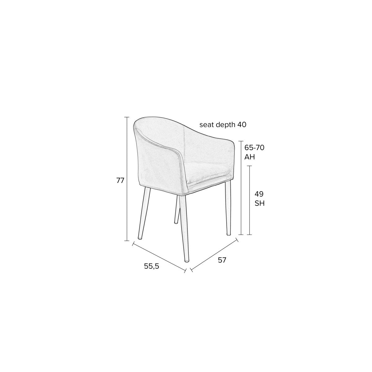 Fauteuil zwart met zwart onderstel