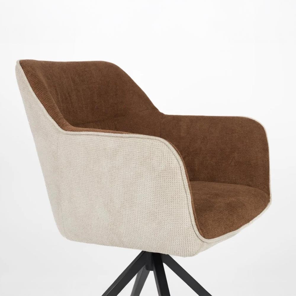 Fauteuil beige bruin met zwart onderstel