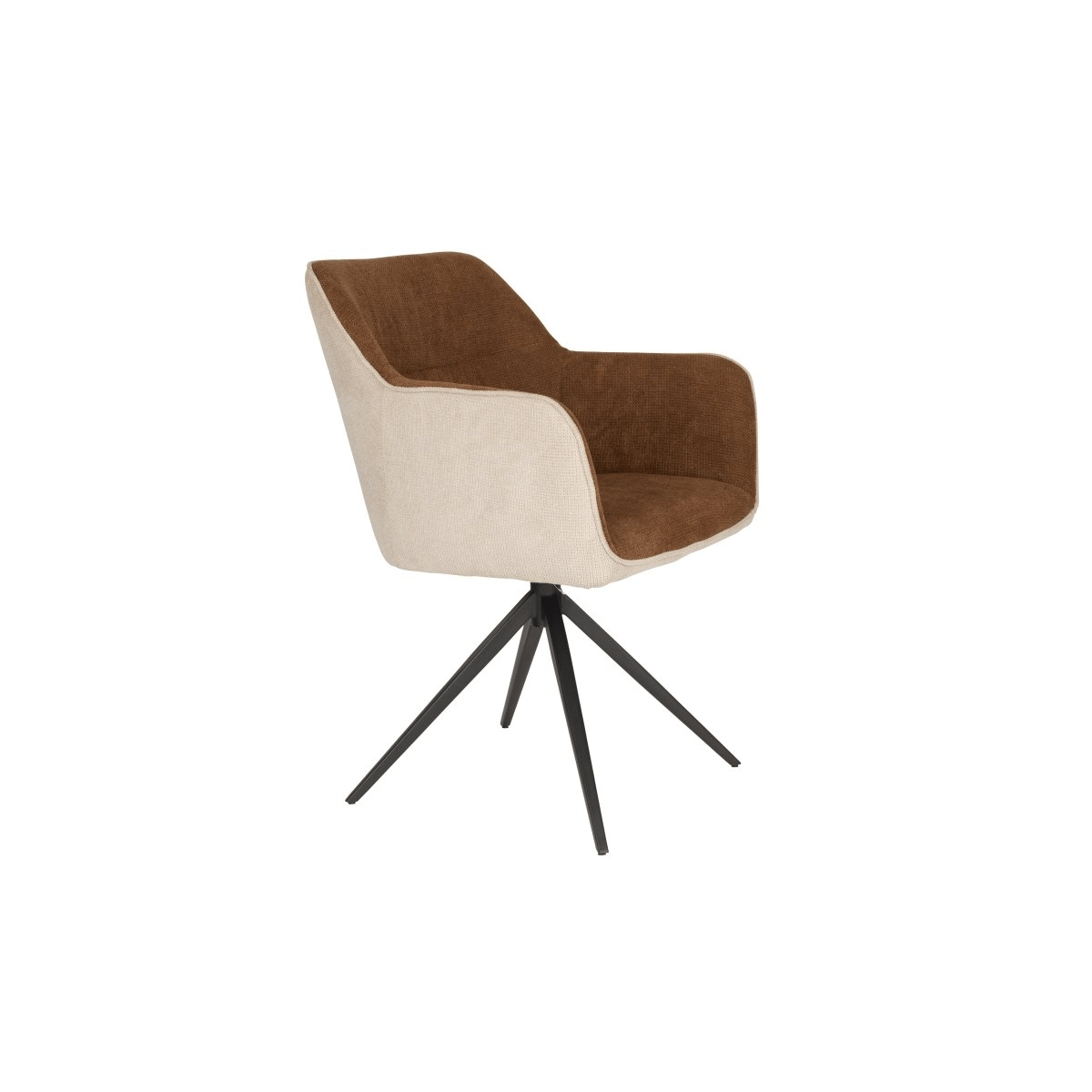 Fauteuil beige bruin met zwart onderstel