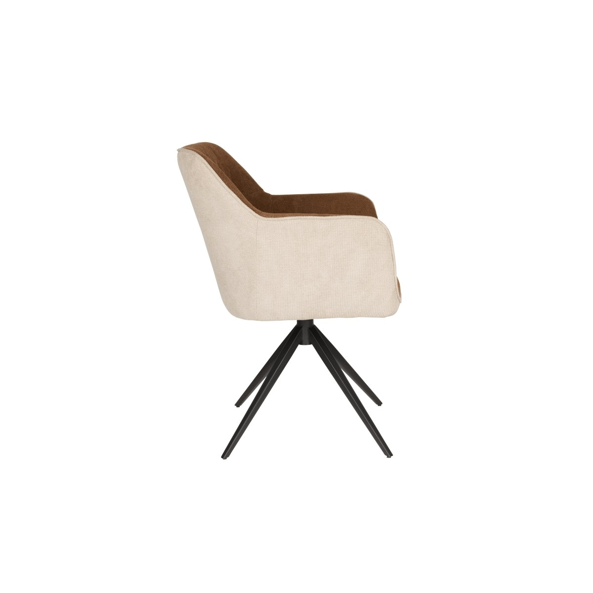 Fauteuil beige bruin met zwart onderstel