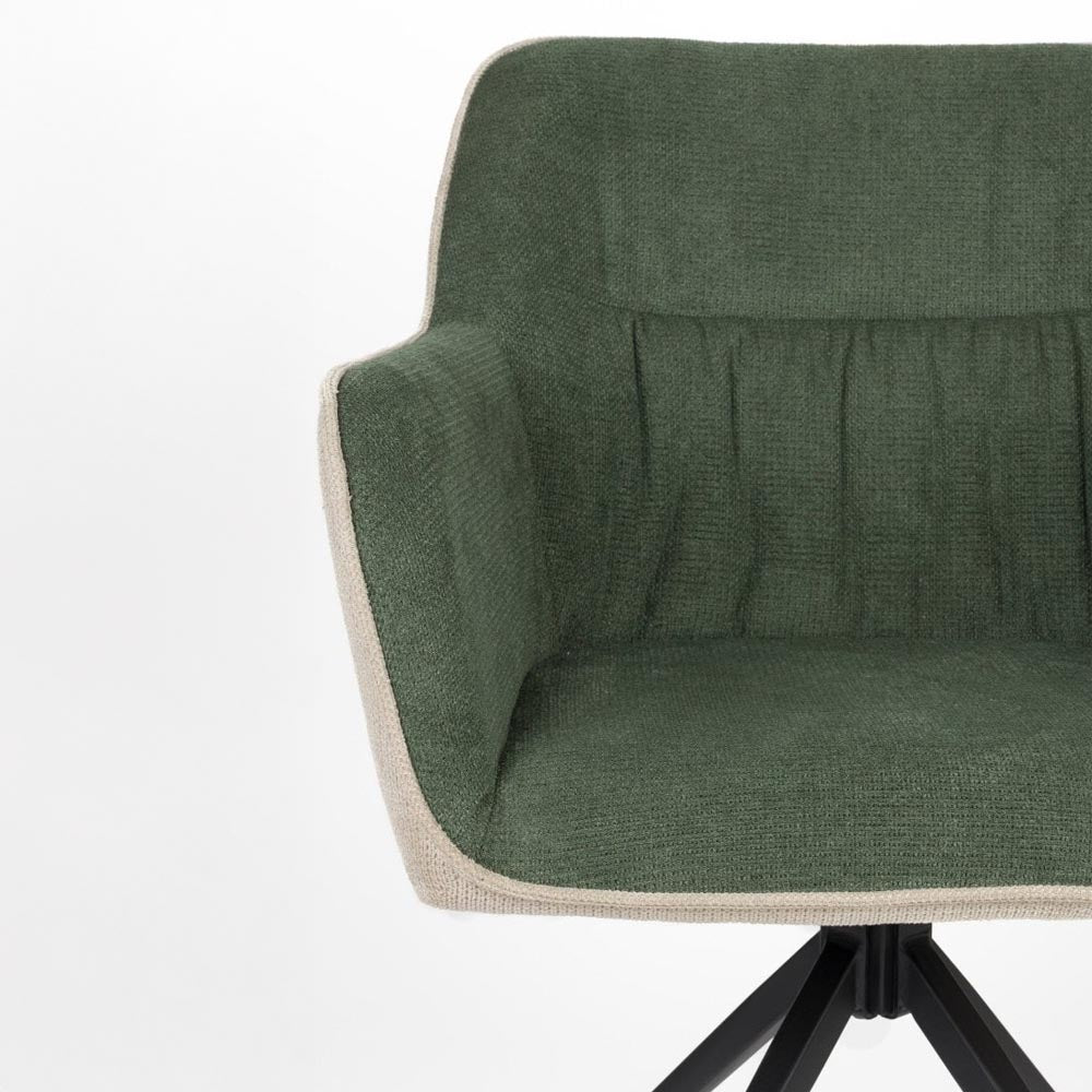 Fauteuil beige groen met zwart onderstel