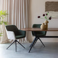 Fauteuil beige groen met zwart onderstel