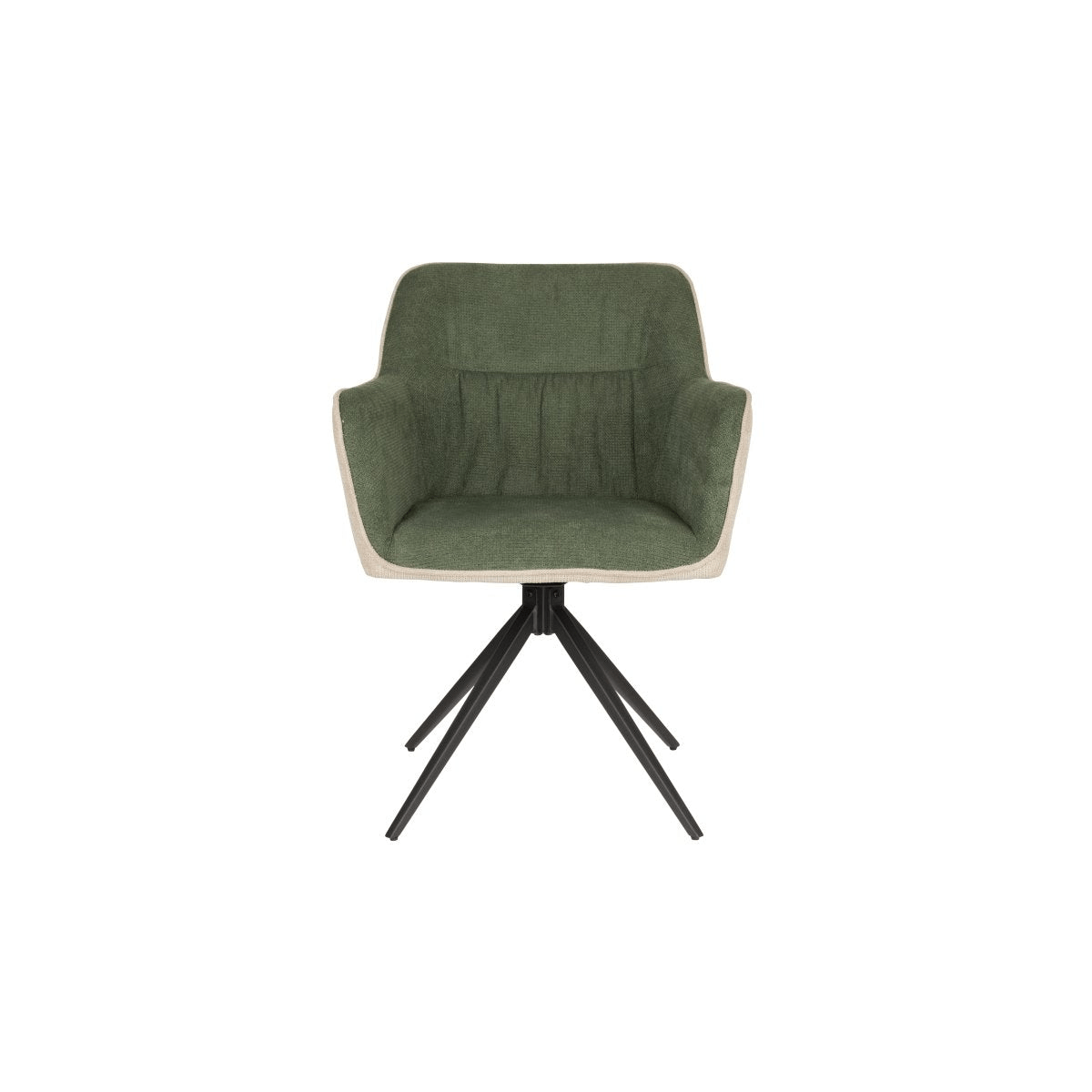 Fauteuil beige groen met zwart onderstel