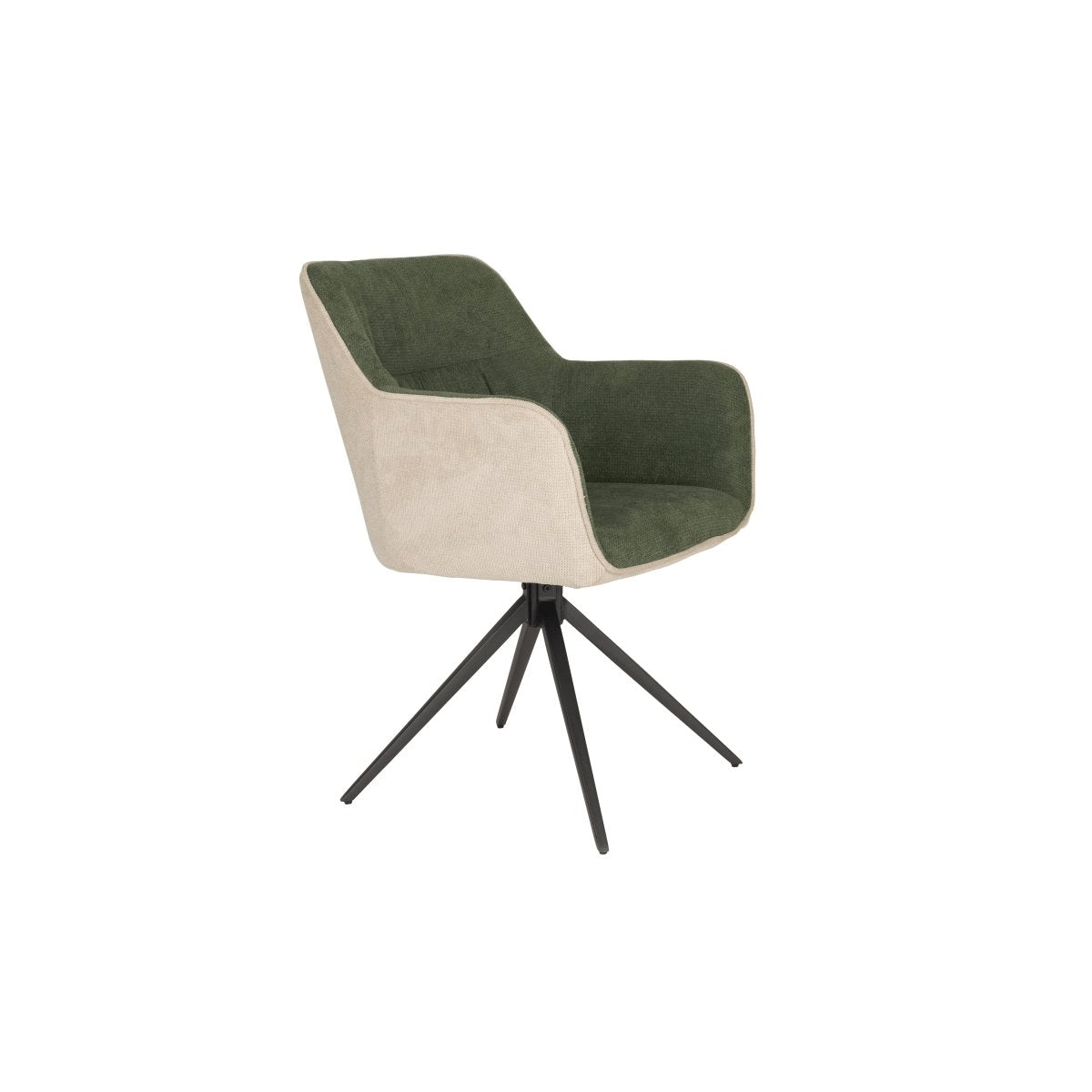 Fauteuil beige groen met zwart onderstel