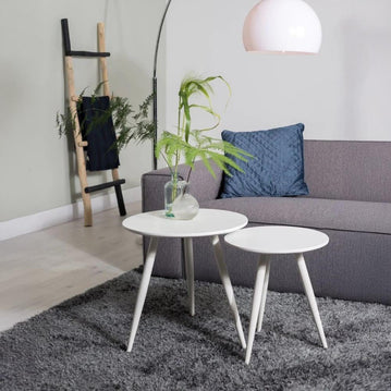 Bijzettafel wit rond set