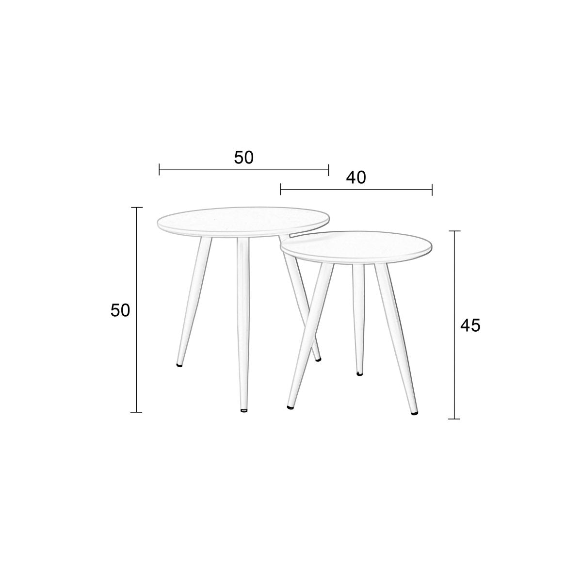 Bijzettafel zwart rond set
