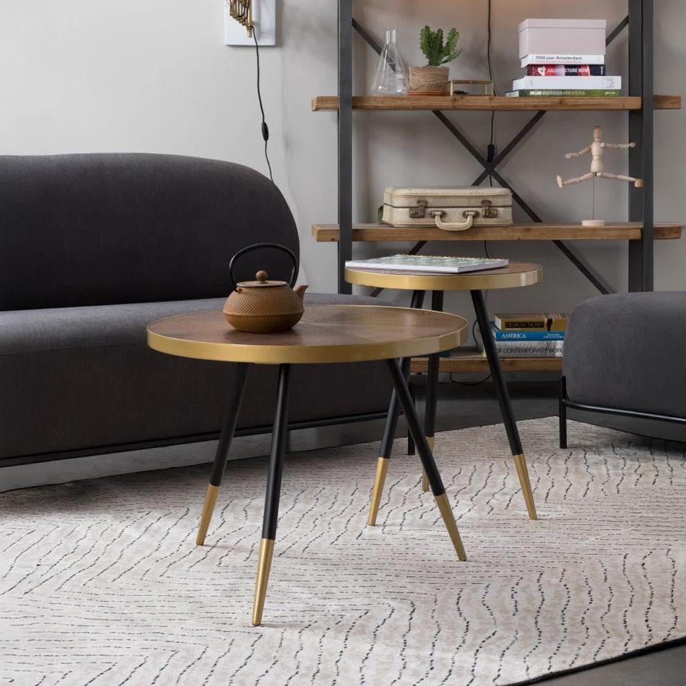 salontafel bruin met goud rond 61cm