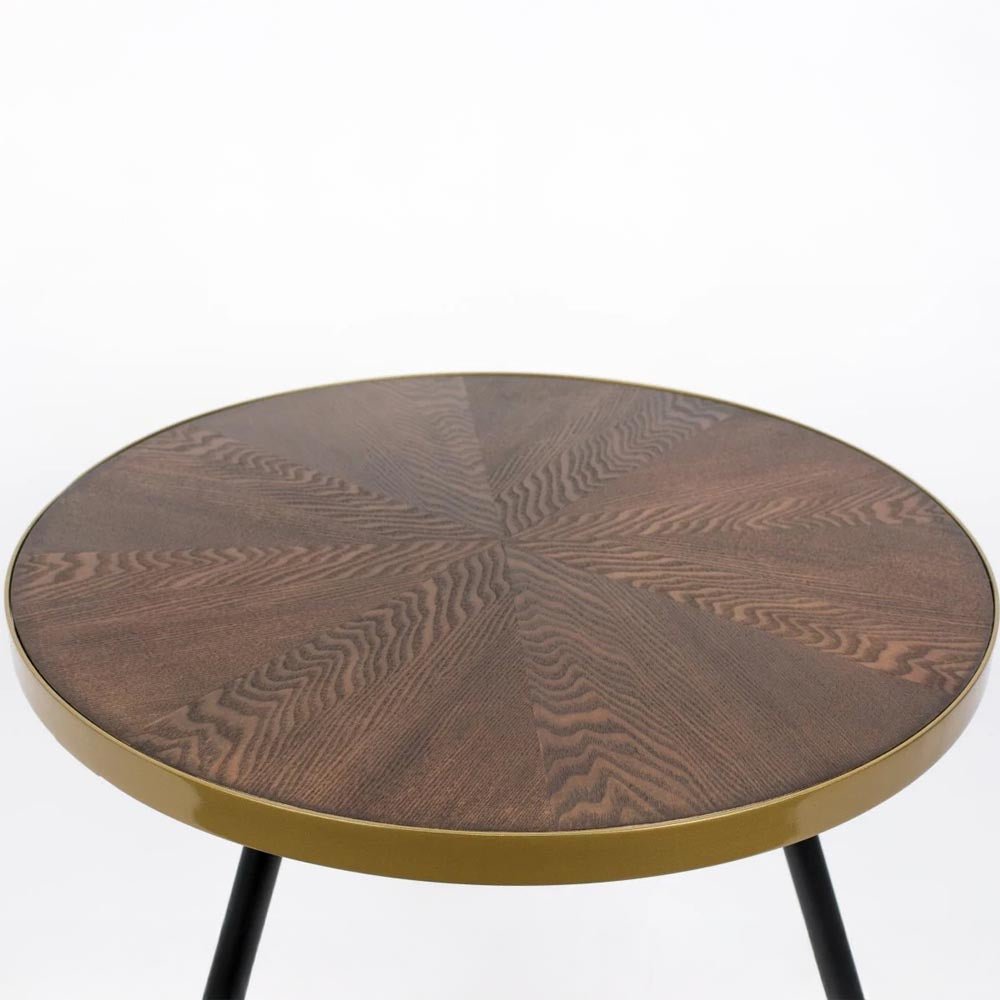 salontafel bruin met goud rond 61cm