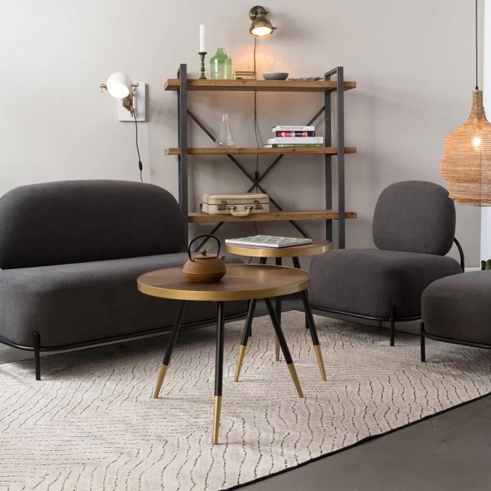 salontafel bruin met goud rond 61cm