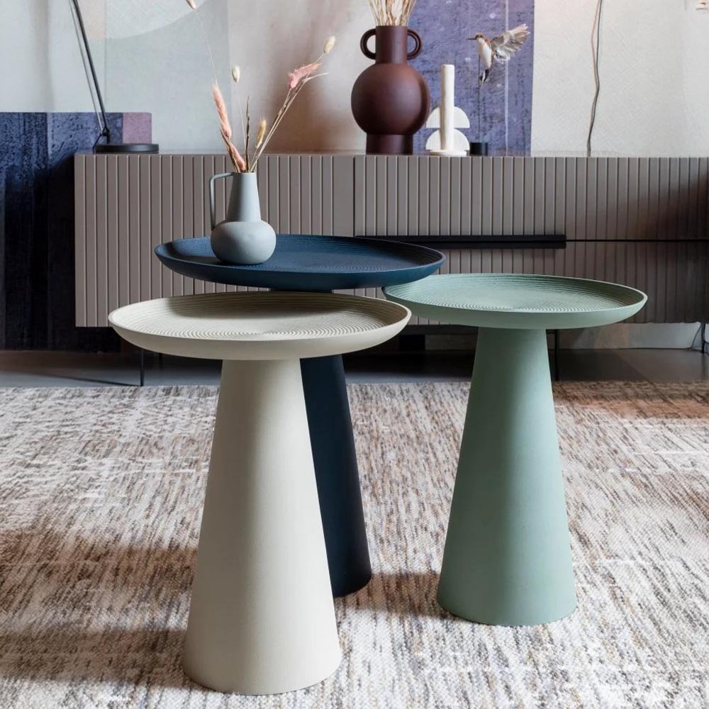 Bijzettafel blauw groot rond