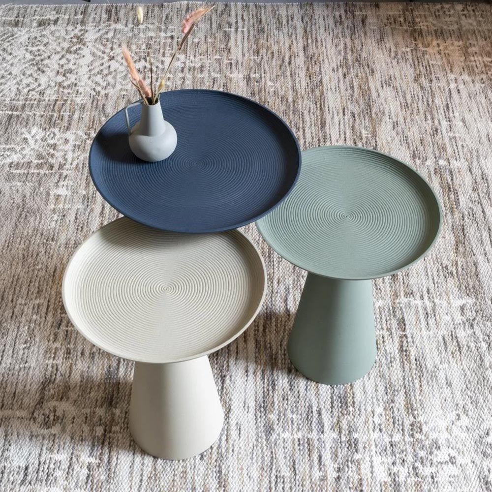 Bijzettafel blauw groot rond