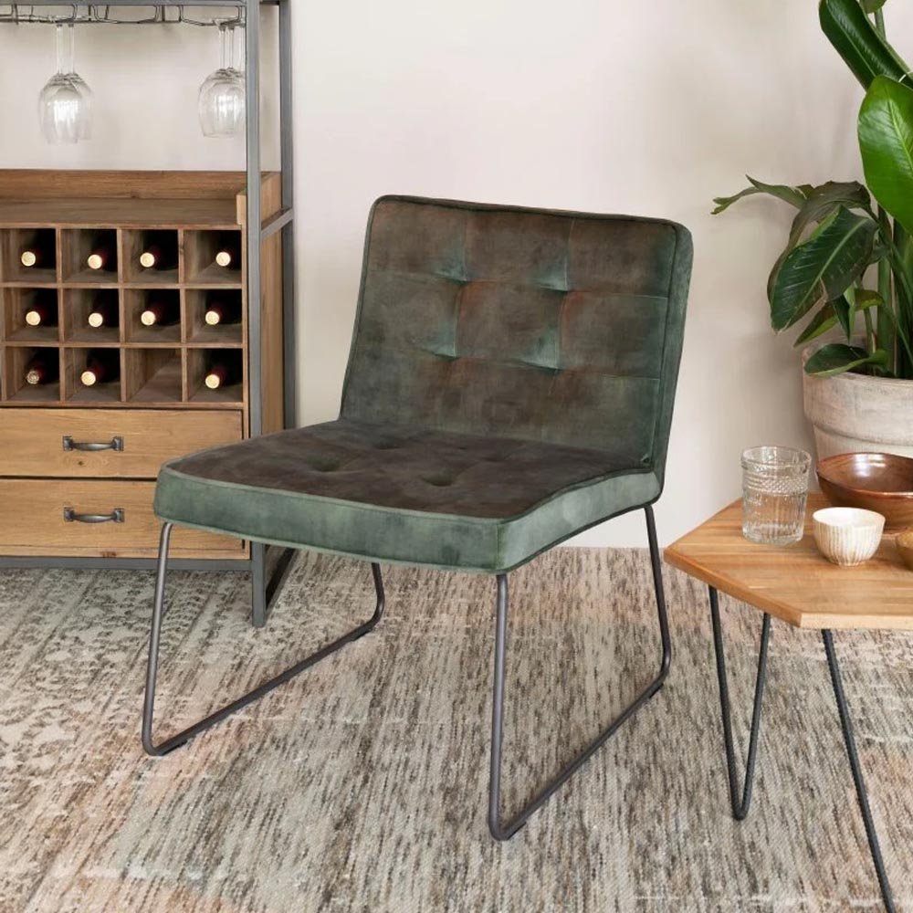 Loungefauteuil groen met zwart onderstel