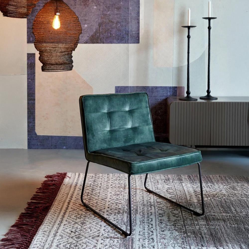 Loungefauteuil groen met zwart onderstel