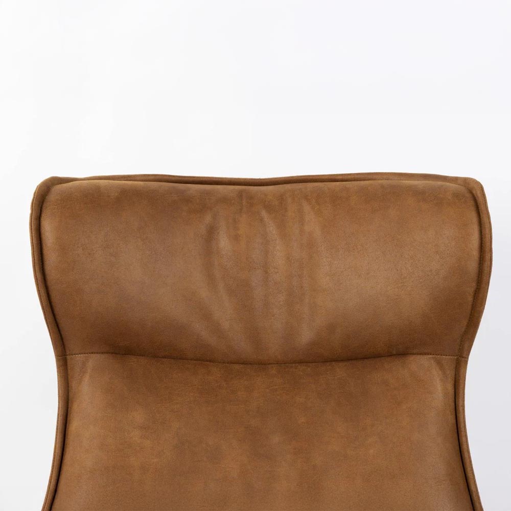 Loungefauteuil cognac met zwart onderstel