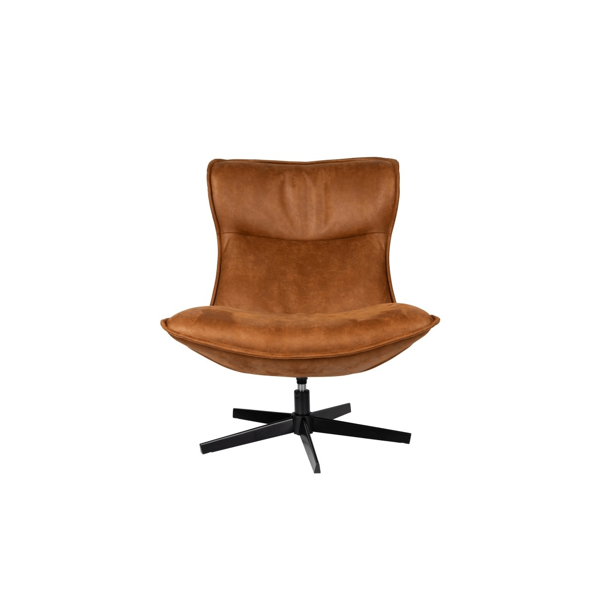 Loungefauteuil cognac met zwart onderstel