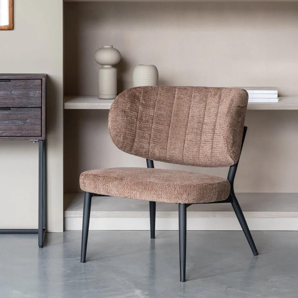 Loungefauteuil bruin met zwart onderstel
