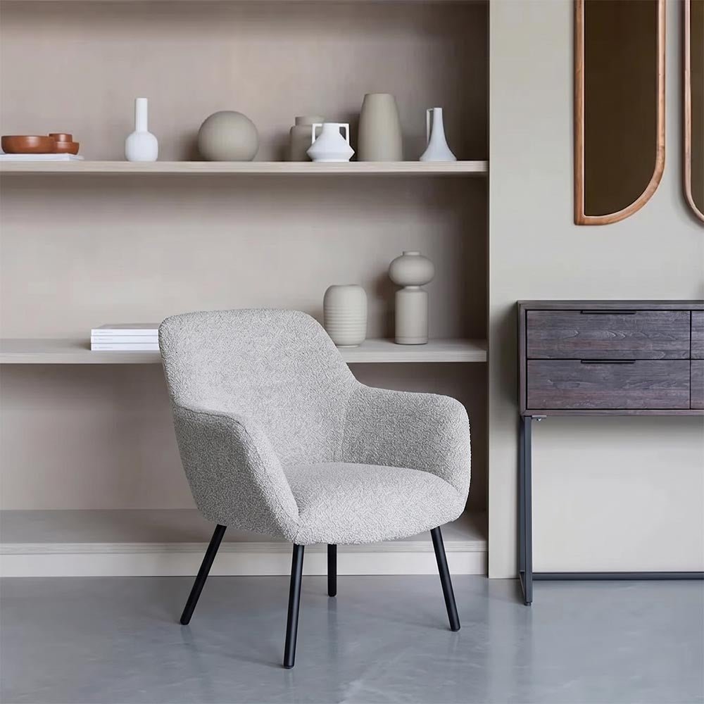 Loungefauteuil grijs met zwart onderstel