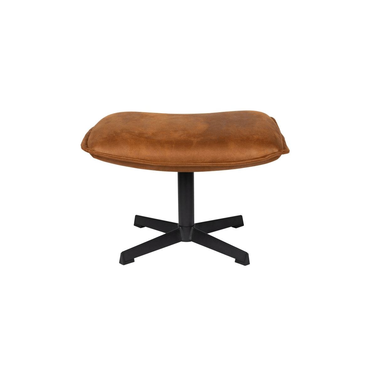 Hocker cognac met zwart onderstel