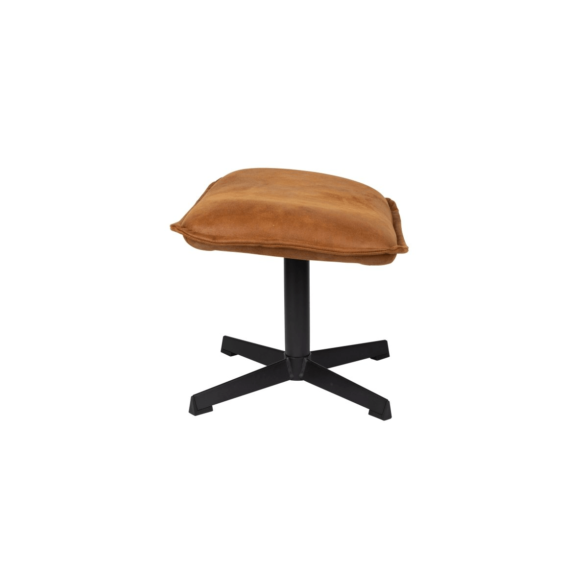 Hocker cognac met zwart onderstel