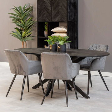 Mangohouten Eettafel Ovaal Black