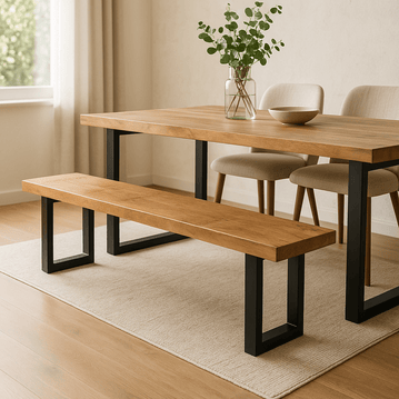 Mangohouten eetkamerbank U-poot 140x40 cm